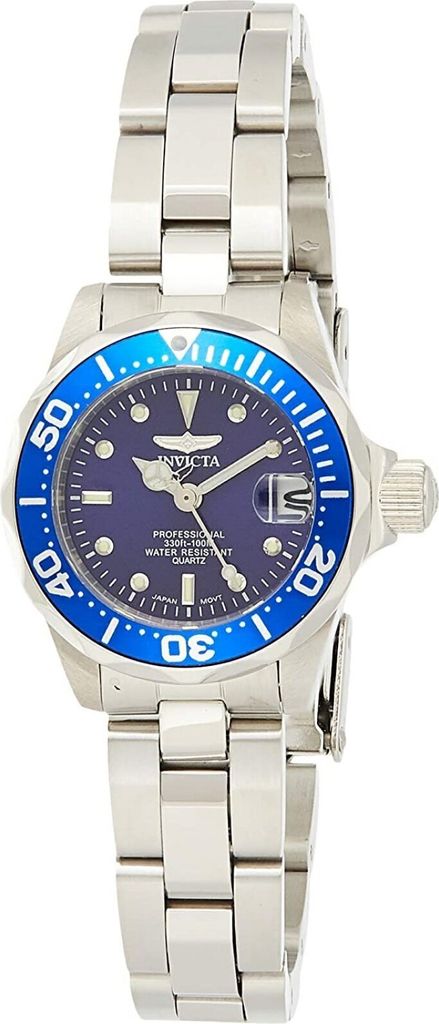Invicta Pro Diver 9177 Damen uhr - Wasserdicht - Analog - Quarzuhrwerk - Edelstahl mit blauen zifferblat - 24mm