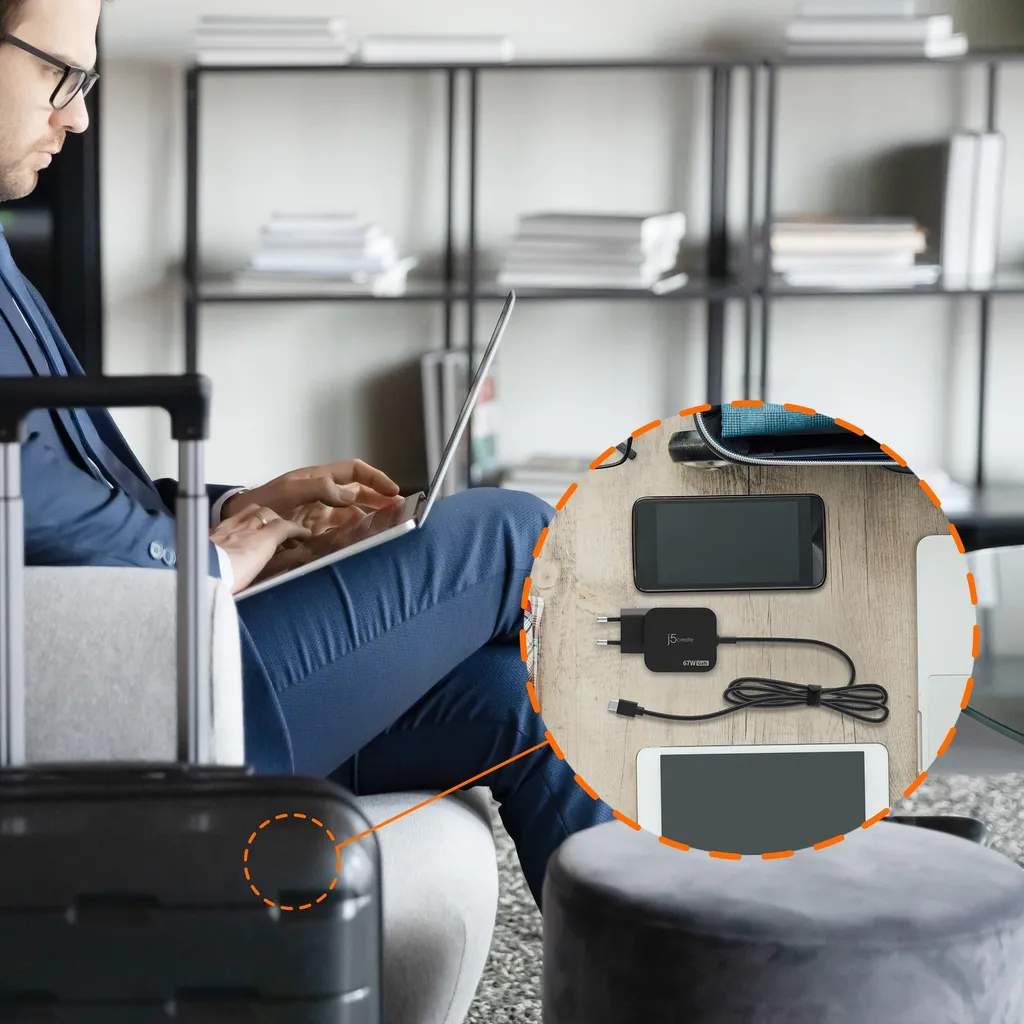 Chargeur de voyage USB-C 67W j5create pour PC portable et smartphone - 8