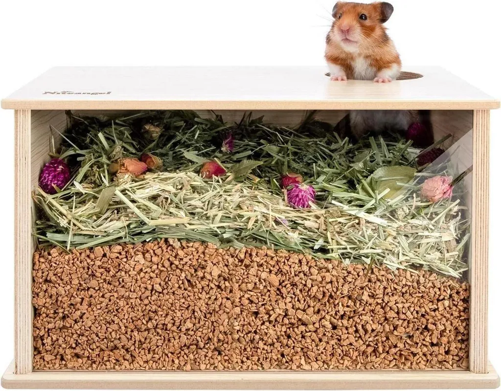 Urne funéraire vitrée pour rongeur et hamster - Finition bois chêne