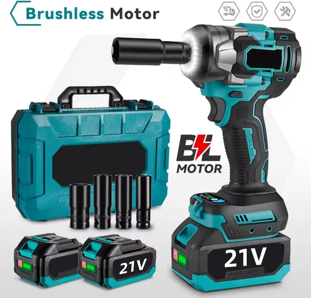 Avvitatore a impatto - Avvitatore a impatto a batteria - Coppia 1200 N·m - Motore brushless - 5 marce - Attacco quadrato 1,27 cm - 2 batterie da 18 V - Oro