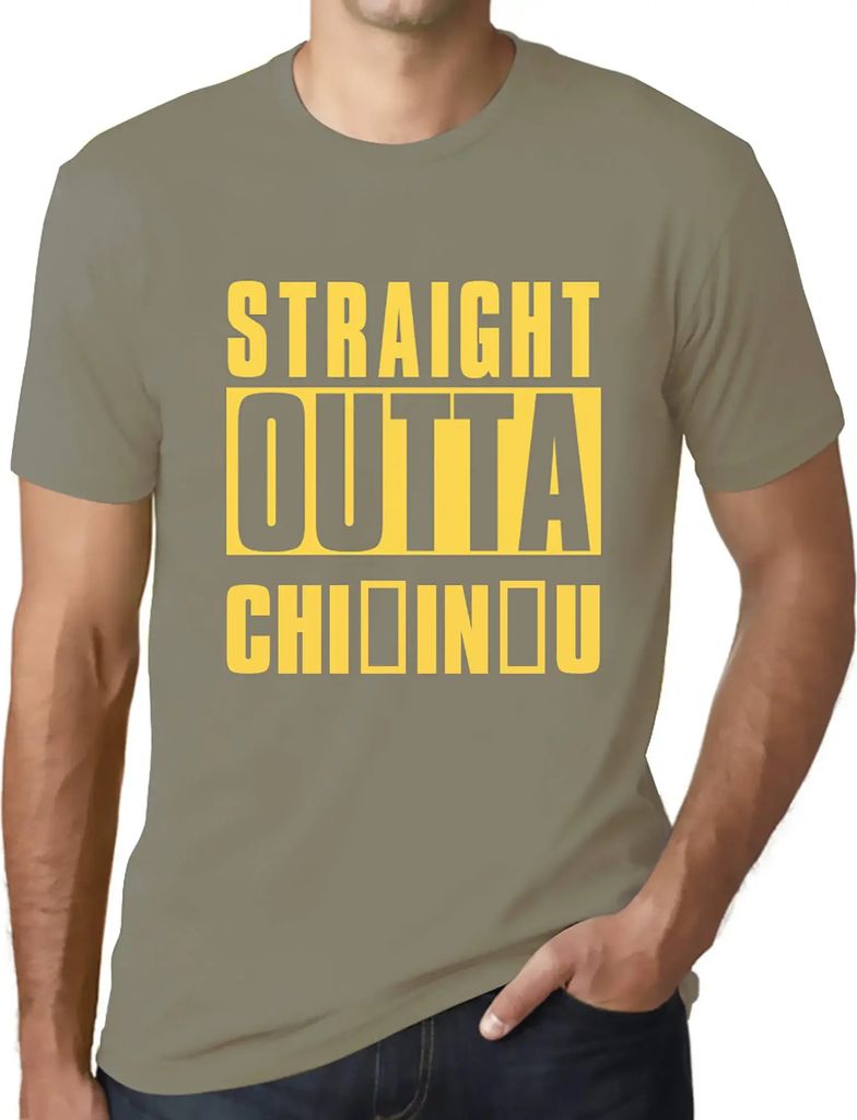 Herren Grafik T-Shirt Straight Outta Chișinău Öko-Verantwortlich Vintage Jahrgang Kurzarm Lustige Druck Geburtstag Geschenk Mann