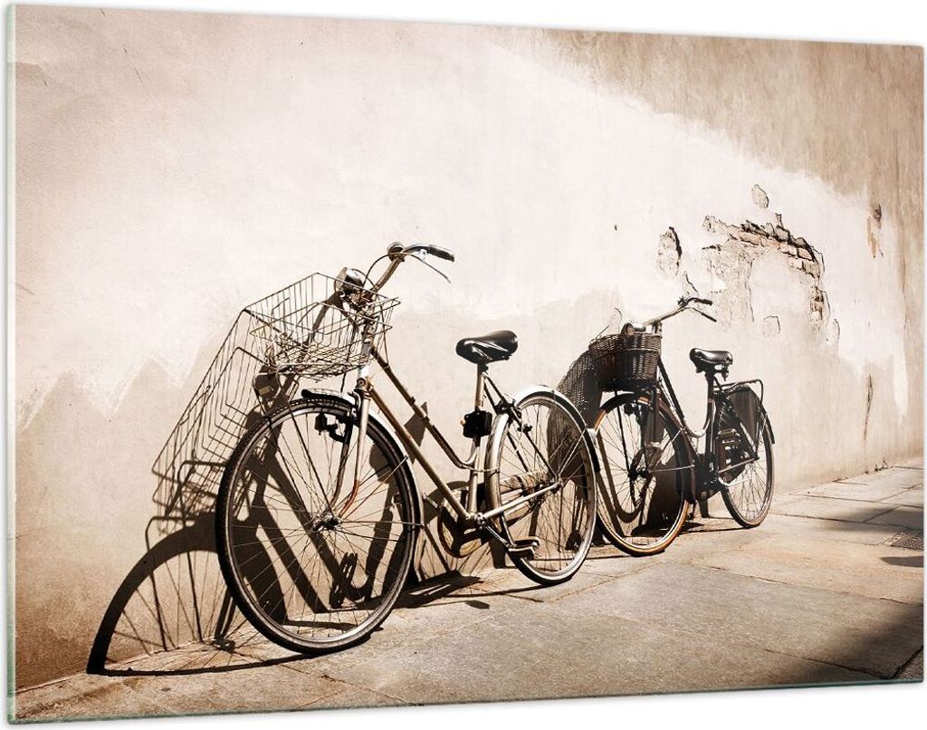 Bilder auf glas - Fahrrad Ziegel Stadt Italien - 120x80cm - Glasbilder - Wandbilder - Kunstdruck - zum Aufhängen bereit - Wanddekoration aus Glas ...