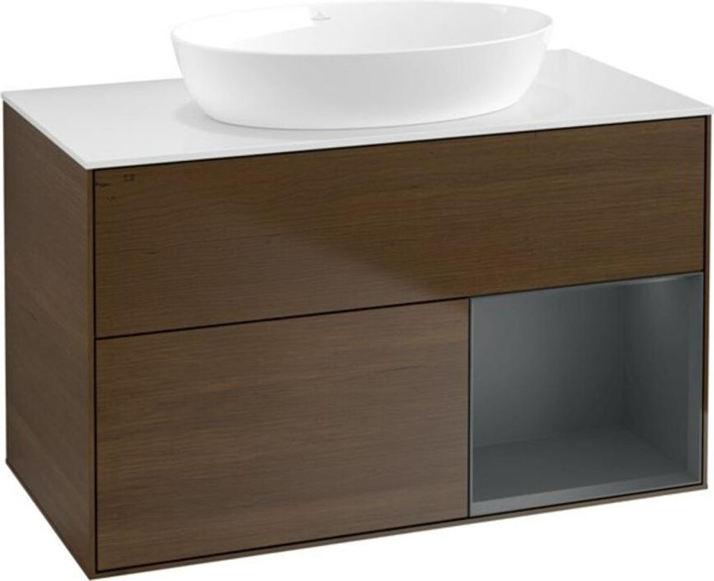 V&B Waschtischunterschrank Finion 100, Pl wh. m, Reg md m Lac, wal ven