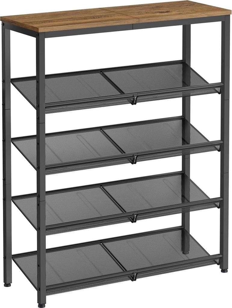 Songmics Schuhregal 5 Ebenen Verstellbar Platzsparend Honigbraun