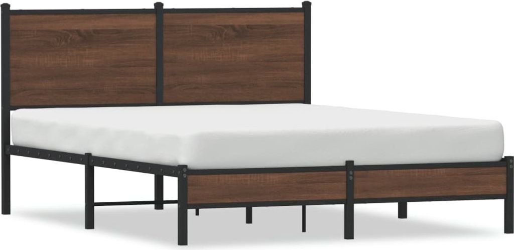 vidaXL Metallbett ohne Matratze Braun Eichen-Optik 137x190 cm