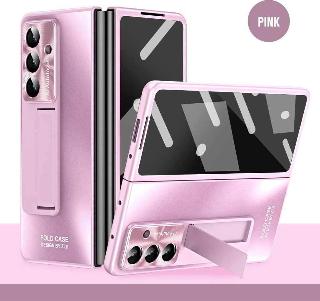 Hülle für Samsung Galaxy Z Fold 7 Hart PC Stander Schutzhülle mit Displayschutz, Linsenschutz Pink