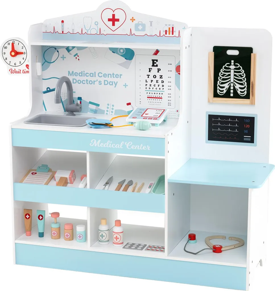 Jeu de Docteur Enfant Bleu : Station Médicale Interactive 24 Accessoires - 9
