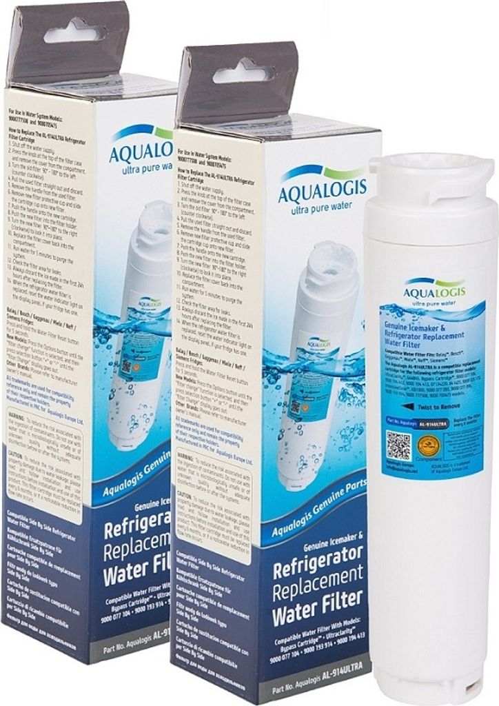 Kühlschrank-Filterset AL-914Ultra 2tlg - Kühlschrank Wasserfilter Kompatibel mit Bosch Ultra Clarity 644845 9000193914