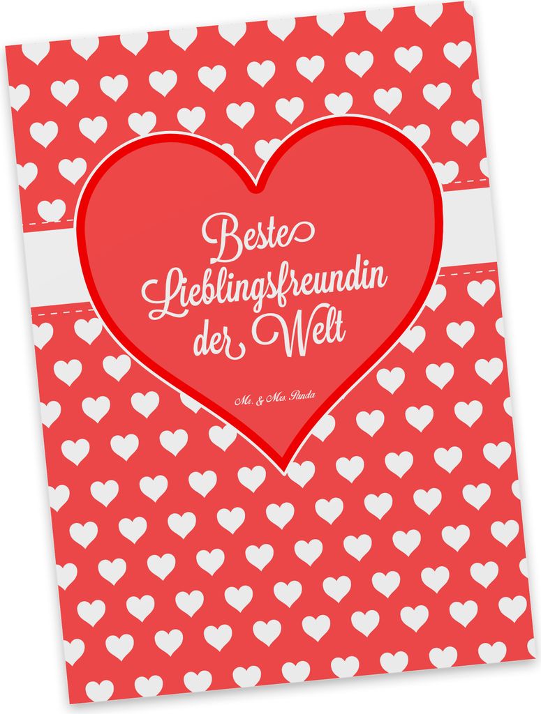 Mr. & Mrs. Panda Postkarte Lieblingsfreundin - Geschenk, Ansichtskarte, bildkarte, Lieblingsmensch, Bae, Ansichtskarten, Love, beste Freundin, Post...