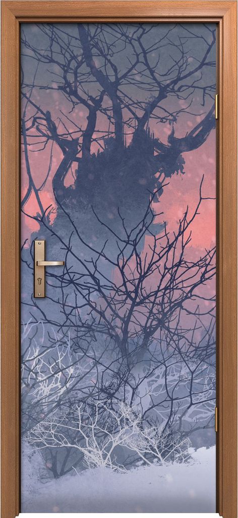 Türposter 80x200 cm Türaufkleber Türtapete Türfolie Klebefolie Ritter mit Dreizack Winter Landschaft