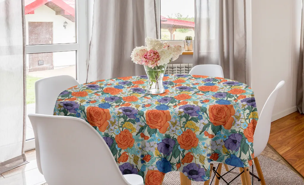 Tovaglia Rotonda 150 cm ABAKUHAUS Bloom Colorata | Arredo Tavola Cucina