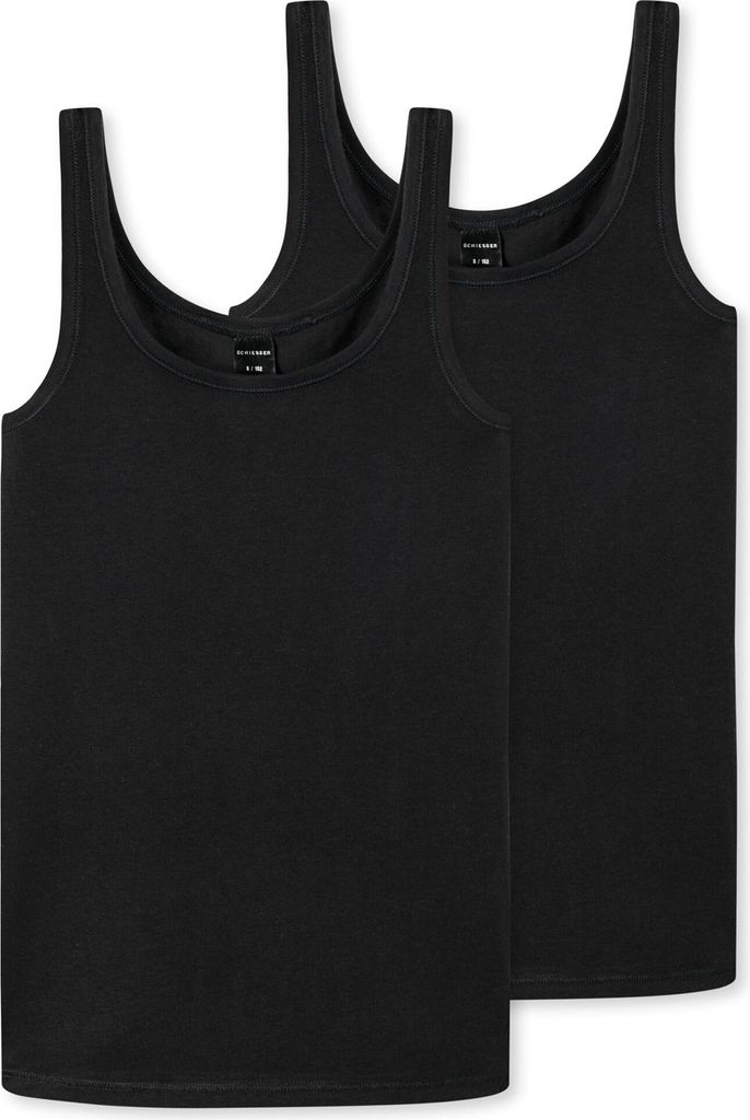 Schiesser Schüler Mädchen 2 er Pack Spaghetti-Tops Gr. 152 schwarz