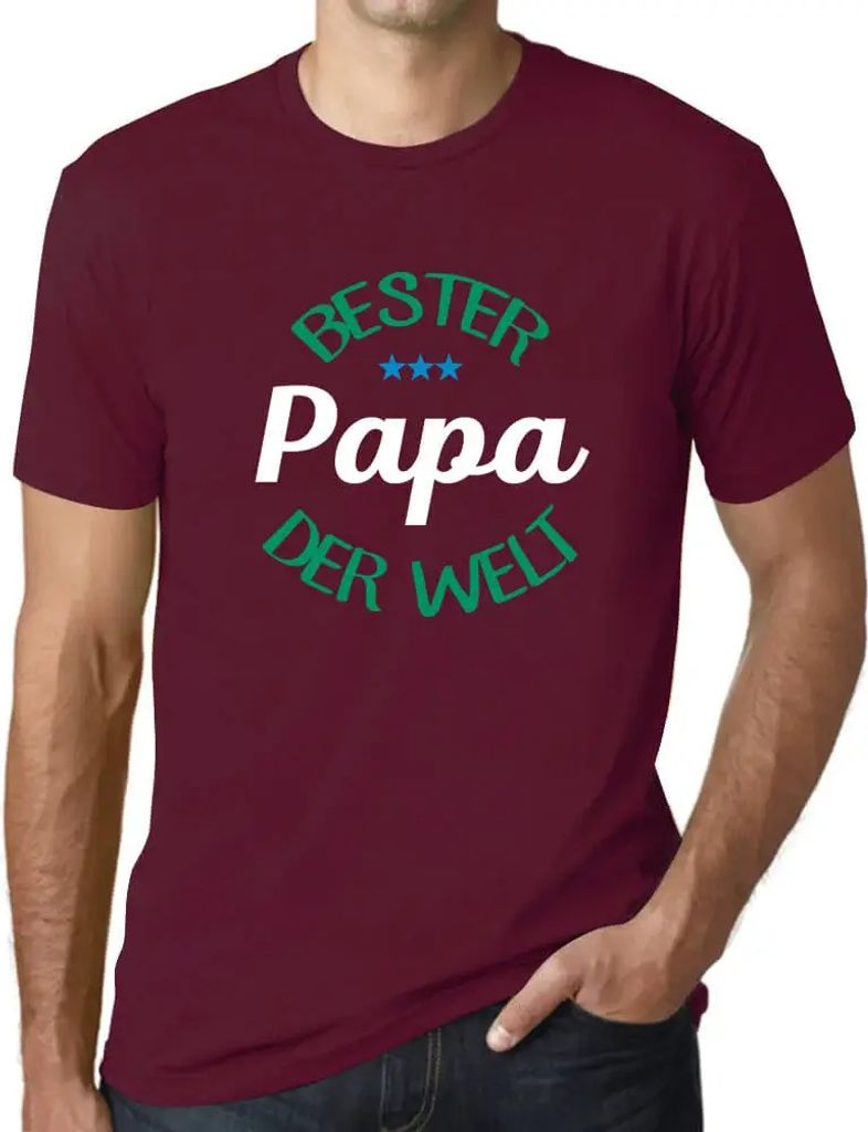 Herren Grafik T-Shirt Bester Papa Der Welt Öko-Verantwortlich Vintage Jahrgang Kurzarm Lustige Druck Geburtstag Geschenk Mann