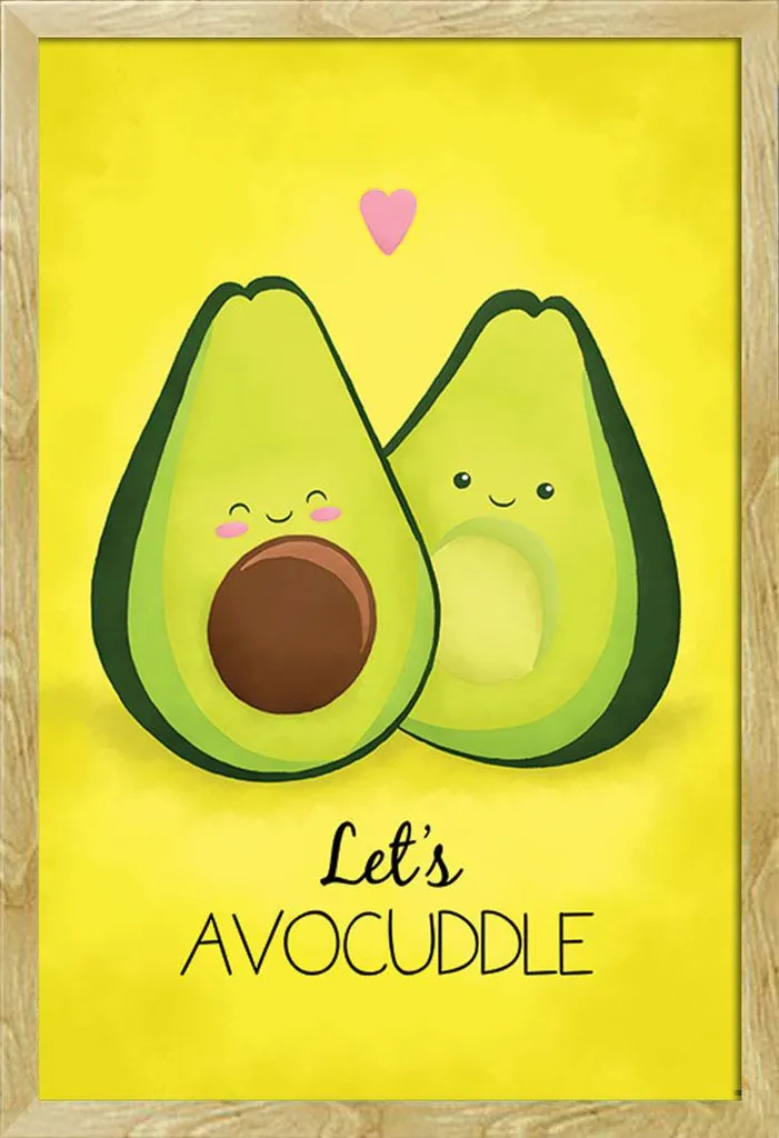 Poster Avocado Let's Avocuddle Maxi MDF Hêtre Shinsuke 61x91,5 cm