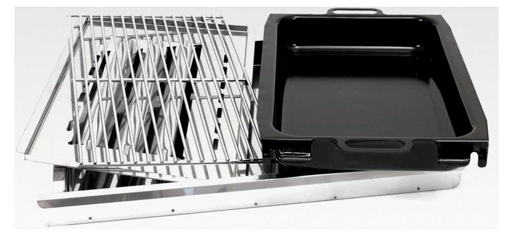 Set aus Grillrost und Flammenabdeckung, emaillierte Pfanne, Fettauffangwanne/Hitzeschutz für Gas-Grills/Bräter