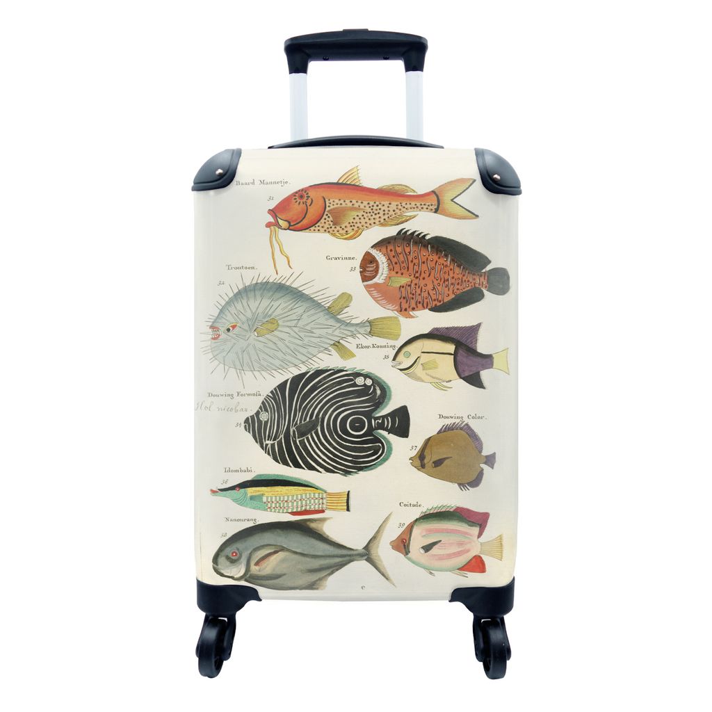 MuchoWow Koffer Handgepäck Trolley Rollkoffer Kleine Reisekoffer mit 4 Rollen - Kunst - Fisch - Meer - Cabin Size < 55x40x23 cm & 55x40x20 cm - ...