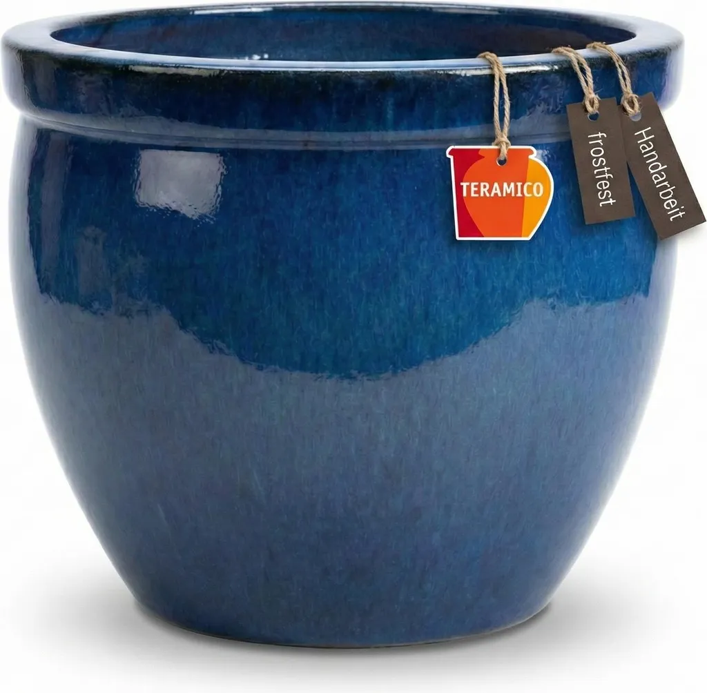 Jardinière XXL Bavaria Tall bleu royal, céramique émaillée fait main gel