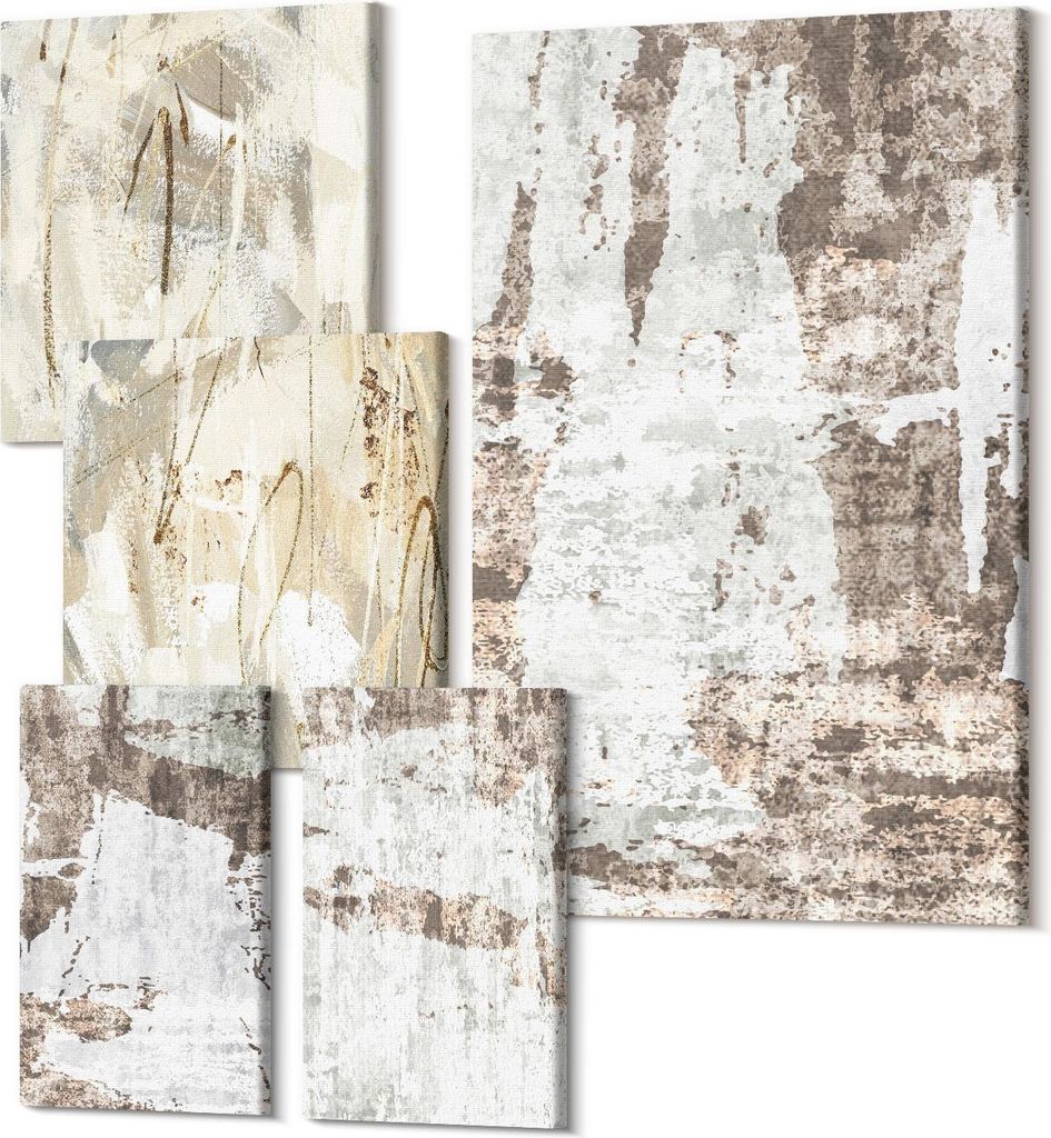 Wandbilder Leinwand 5-teilig – – Polycanvas Kunstdruck – Moderne Bilder für Wohnzimmer & Schlafzimmer – Aufhängefertig – 2x 30x30 cm +...
