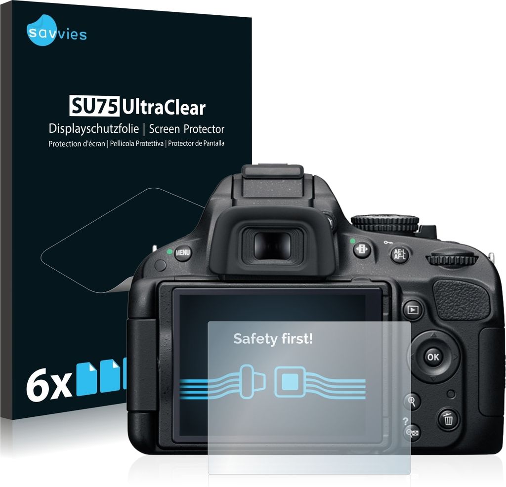 6x Für Nikon D5100 Schutzfolie Savvies Displayschutz Display Schutz Folie Klar Transparent