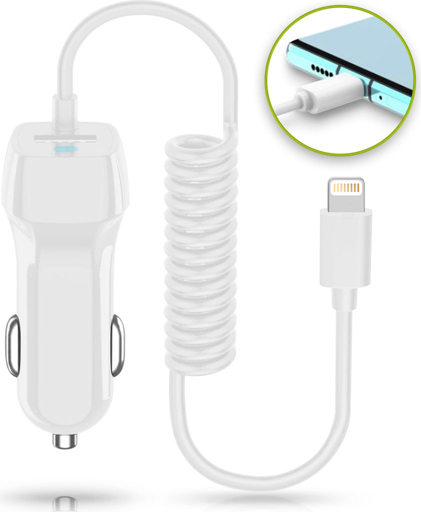 Auto Ladekabel für Apple iPhone XR XS Max X Ladegerät 8-Pin Kfz Lade Kabel, Farbe:Weiss