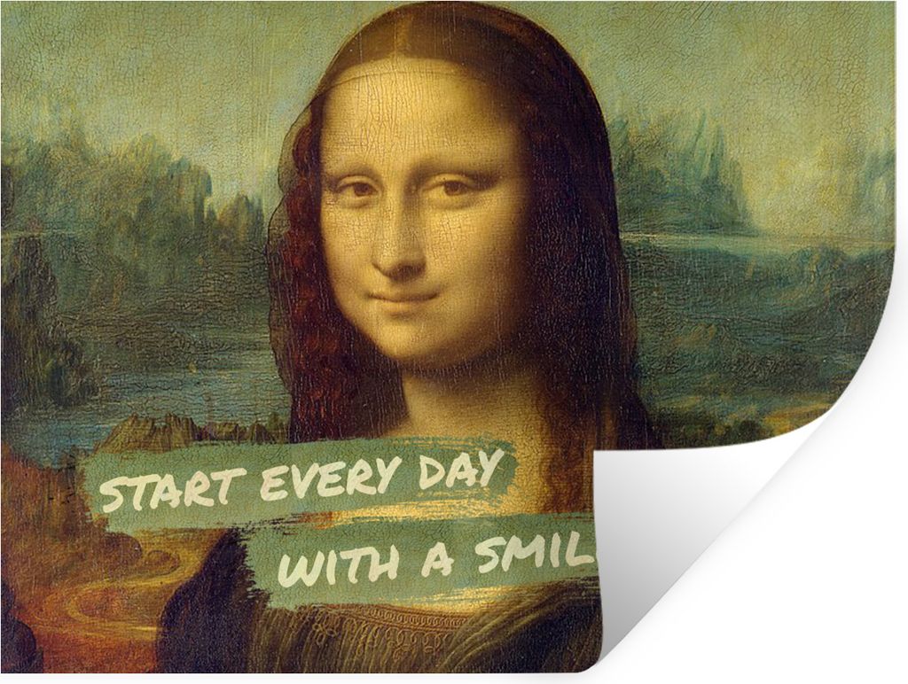 MuchoWow Wandtattoo Wandsticker Wandaufkleber Mona Lisa - Da Vinci - Zitat 160x120 cm Selbstklebend und Repositionierbar - Selbstklebend - Fotota...