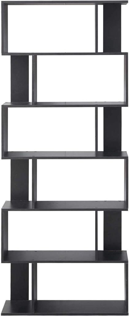 Rebecca Mobili Bücherregal mit 6 Fächern aus MDF, schwarz