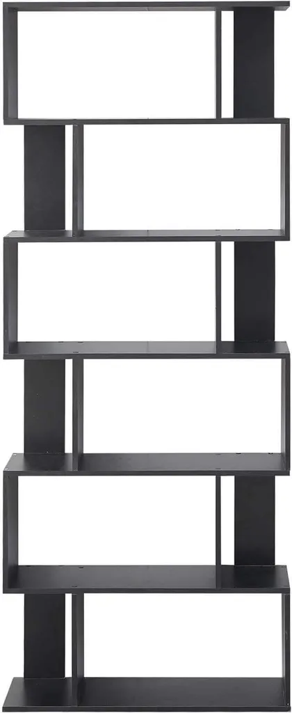 Bibliothèque Noire 6 Compartiments MDF Robuste et Design Contemporain