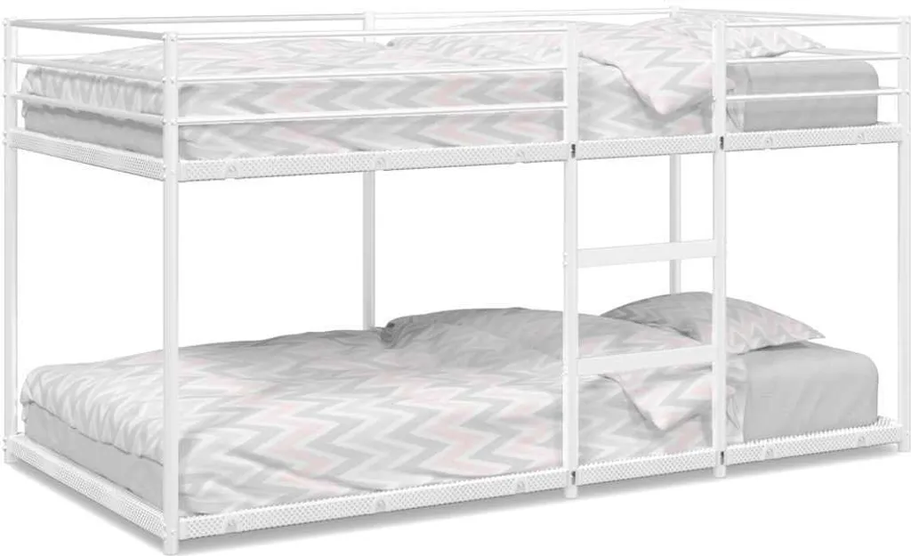 Lit superposé 90x190 cm acier blanc avec sommier intégré et échelle
