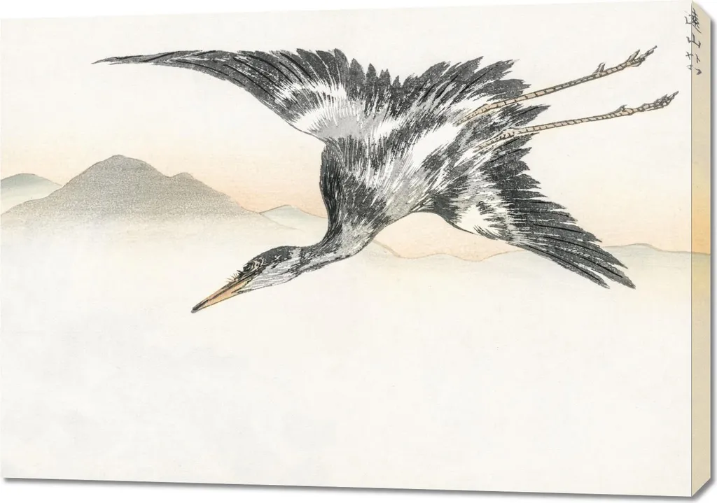 Quadro 100x70 Common Crane Numata Kashu Vintage - Arredo Soggiorno Zen