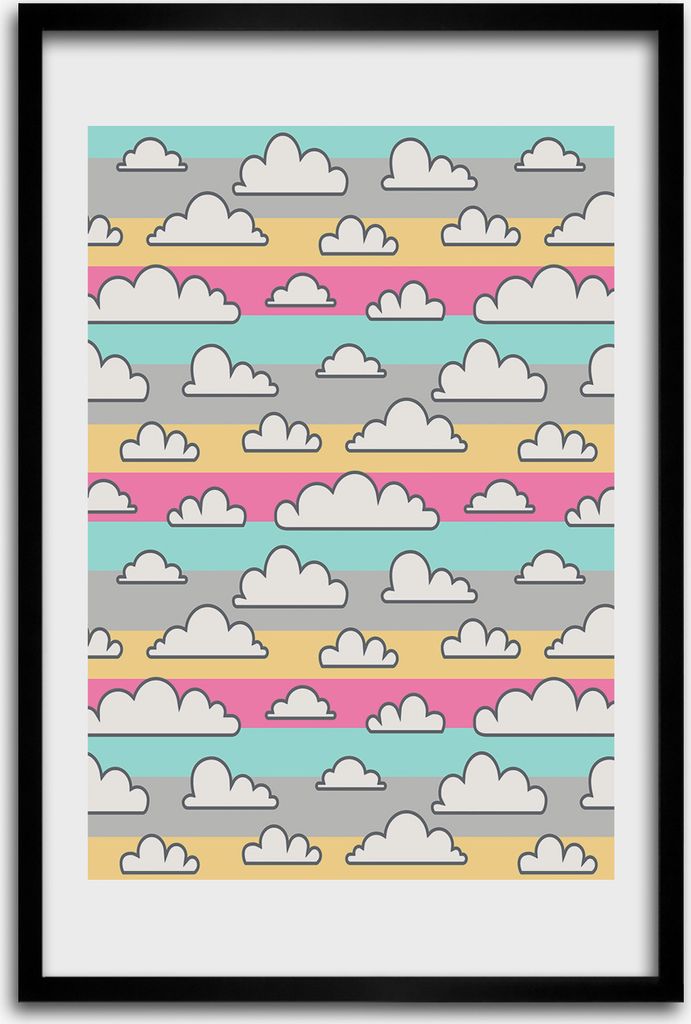 Bild - Bilderrahmen - 40 cm x 60 cm - MDF - Rahmen - Wandkunst - Bunter Wolkenhintergrund