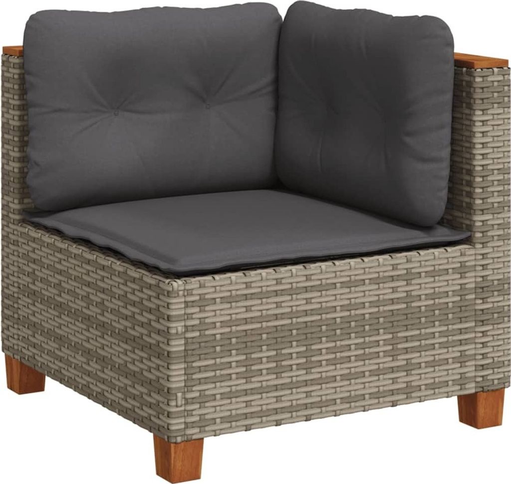 Garten-Ecksofa mit Kissen Grau Poly Rattan