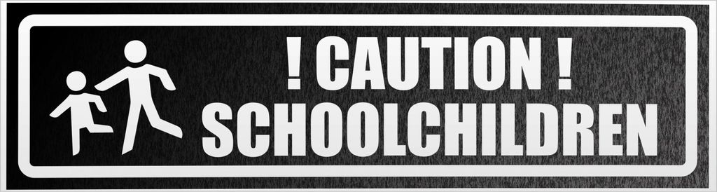 Kiwistar Caution schoolchildren invertiert Magnetschild Schild magnetisch - 20cm Schwarz - reflektierend - Magnetfolie für Auto PKW Kfz