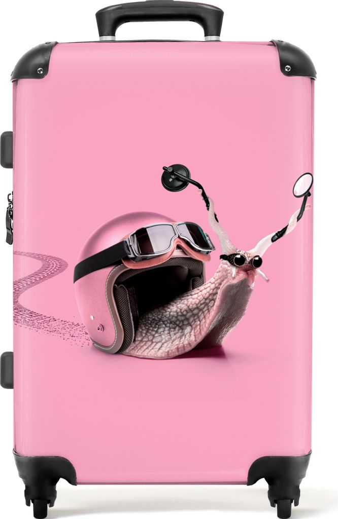 NoBoringSuitcases.com Großer Koffer - Schnecke - Rosa - Mädchen - Rennsport - Kombinationsschloss TSA - Hartschalen Trolley 4 Rollen - 72 liter...