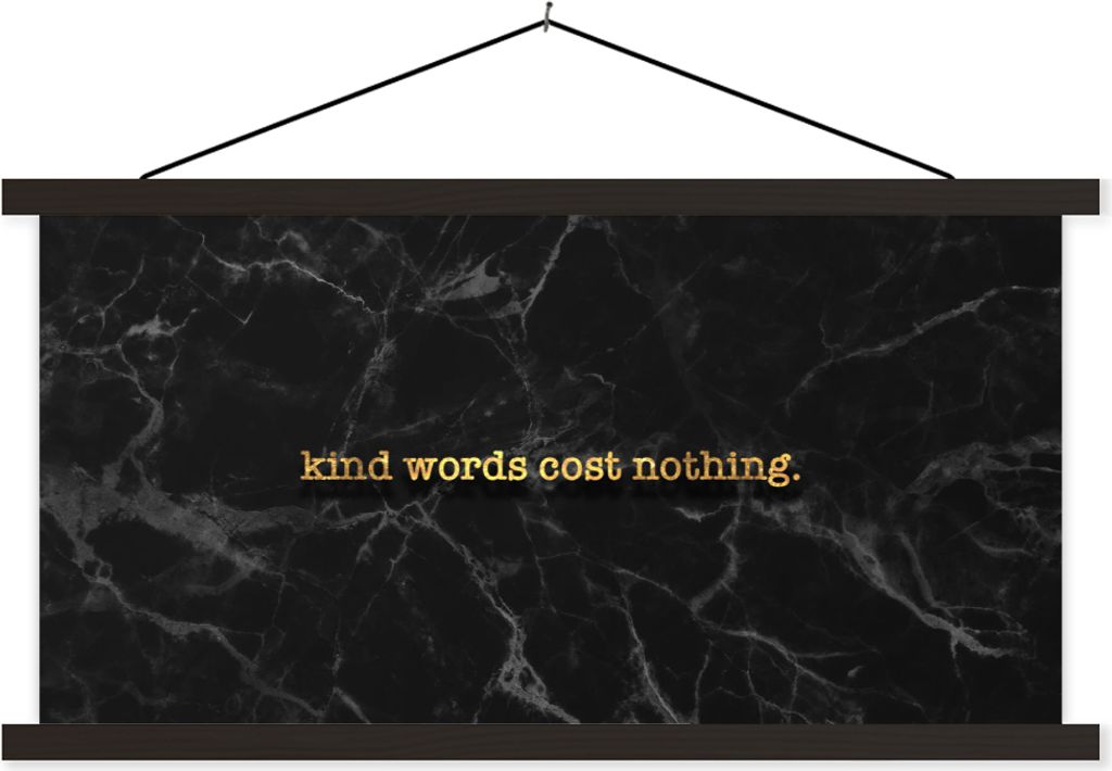 MuchoWow Textilposter Zitate - Sprichwörter - Gold - Marmor 90x45 cm mit schwarzem Rahmen - Klemmleisten