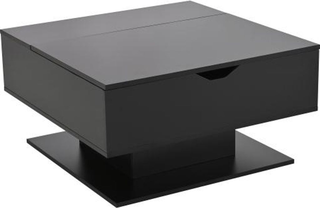 Couchtisch 80x77x40cm Schwarz Beistelltisch Hydraulischer Aufzug Hochglanz Sofatisch Stauraum Stauraum Geometrischer Kaffeetisch Ergonomischer
