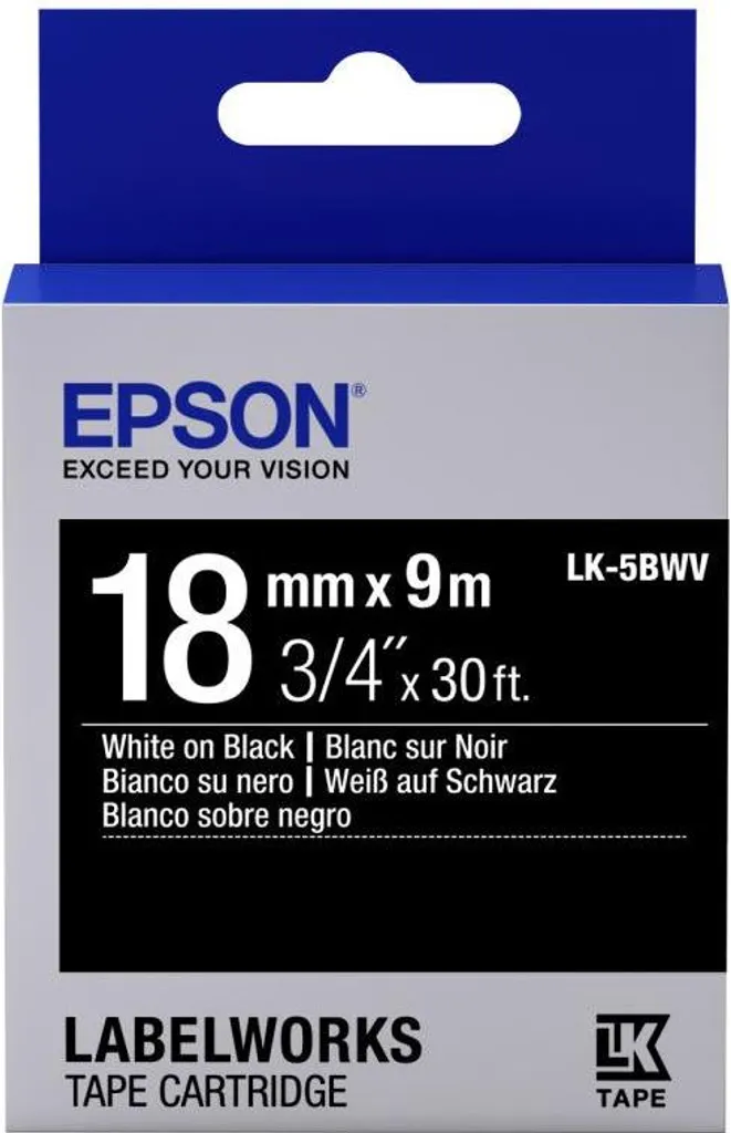 Cartuccia Epson LK-5BWV 18mm | Nastro Bianco/Nero per LabelWorks