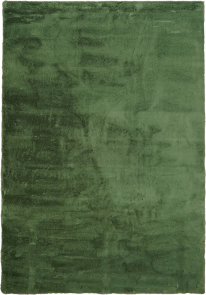 Grand Tapis de Salon Vert Olive Aspect Fourrure de Lapin 230x330 cm