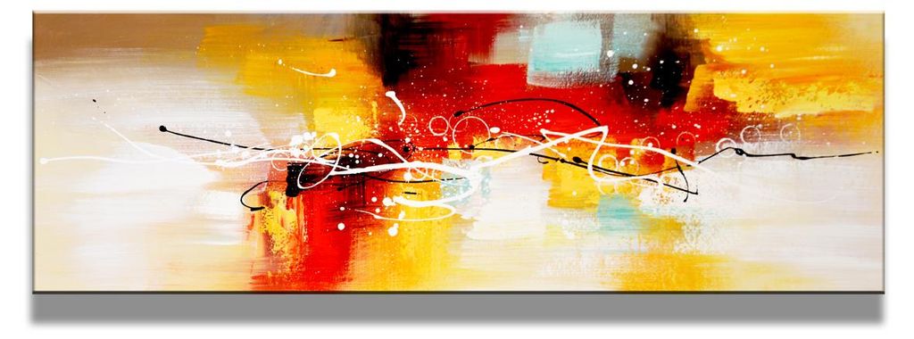 5727 Abstraktes Leinwandbild Rot Gelb 120x40 cm