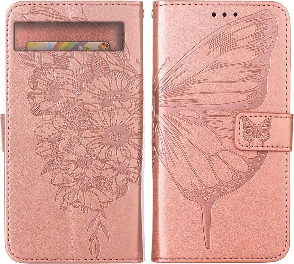Mobigear Butterfly Google Pixel 7a Hülle Klapphülle Geldbörse - Roségold