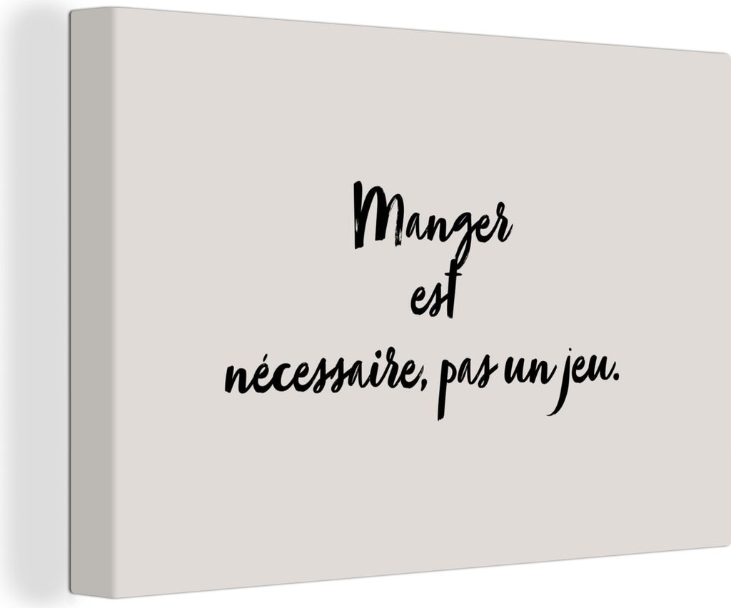 OneMillionCanvasses - Leinwandbilder - 140x90 cm, Sprichwörter - Manger est nécessaire, pas un jeu - Zitate - Essen, Wandbilder Kunstdruck Wand...