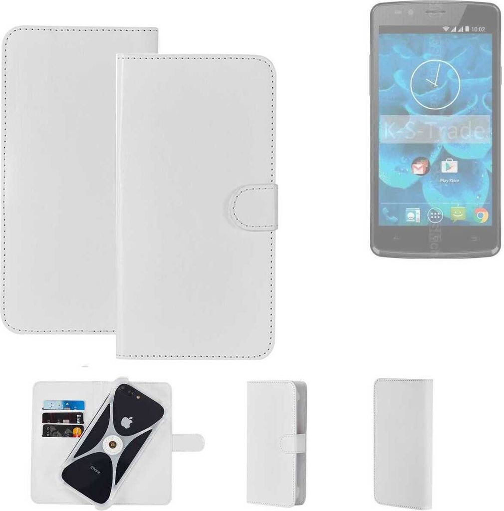 K-S-Trade Handy Hülle Schutz Hülle kompatibel mit Qilive Q4 5.0 Cover Case Bookstyle Bumper weiß 1x