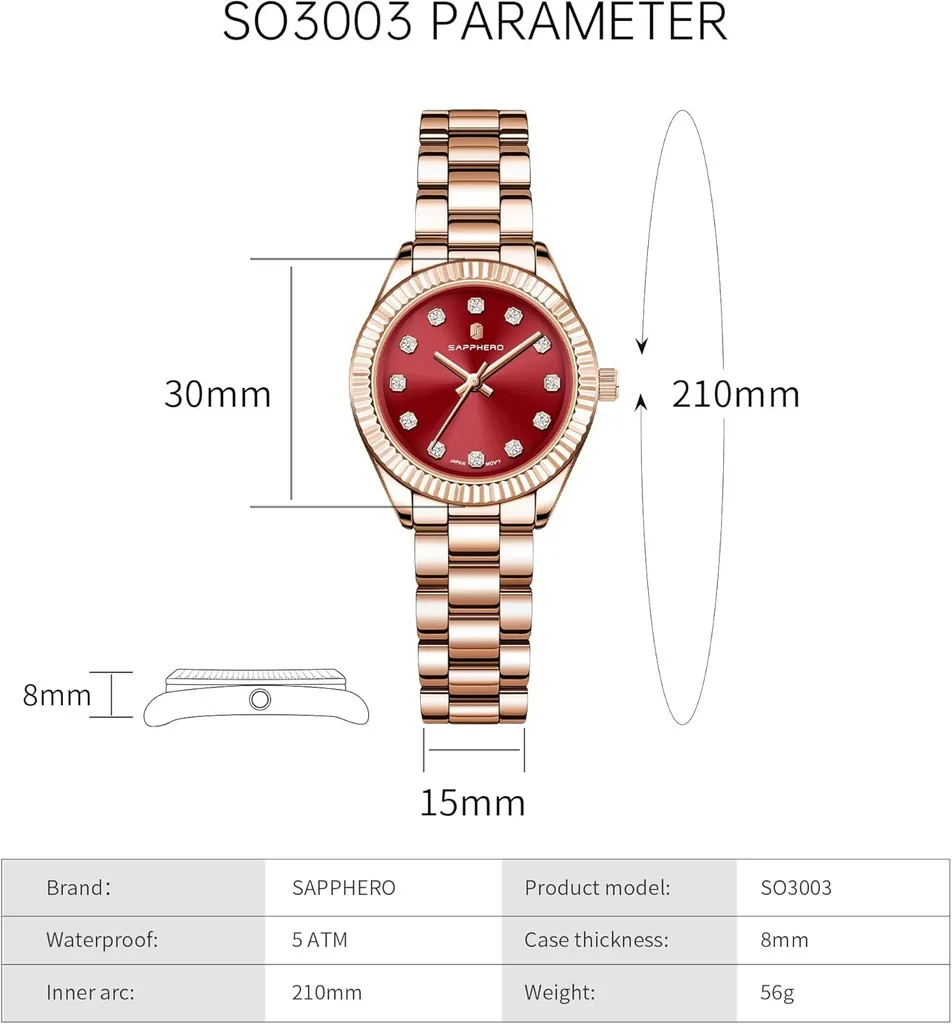 Orologio Donna Acciaio 30mm - Ricordi Preziosi e Cristalli 5ATM - 2