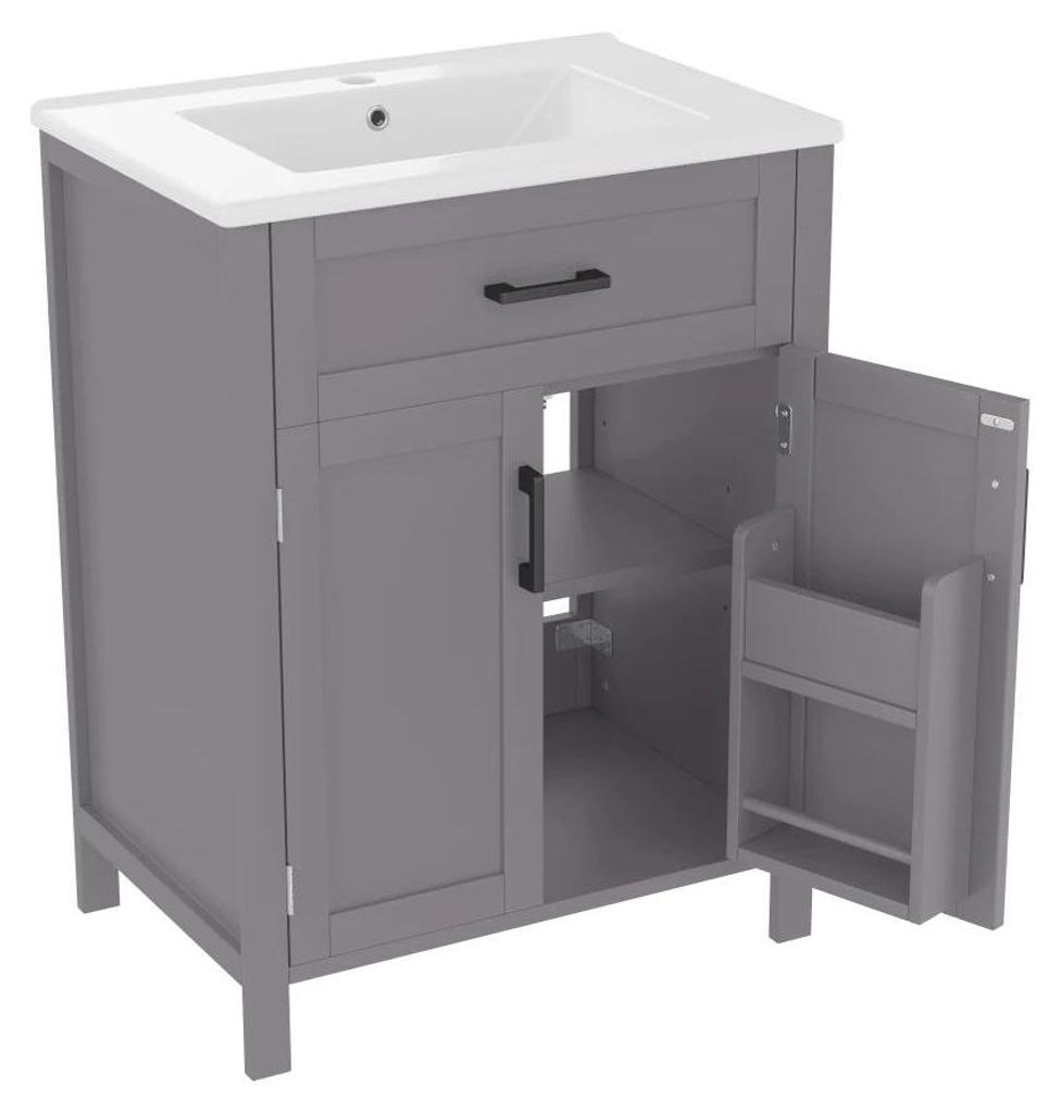 Badezimmerschrank, integrierter Waschbecken, modernes Design, Grau