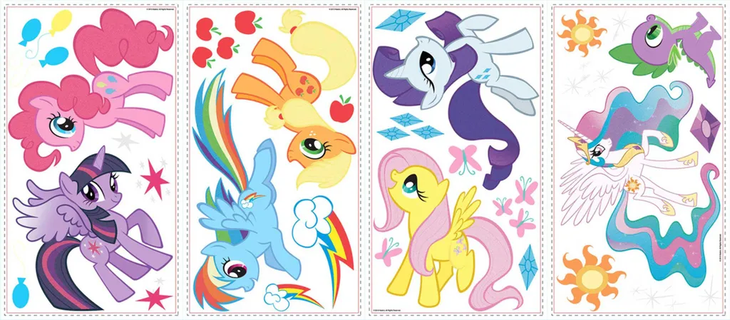 Sticker Murali My Little Pony in Vinile Glitterato - Durata 5 Anni