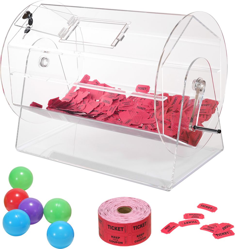 VEVOR Lostrommel Glückskind 10.000 Lose oder 300 Tombola-Kugeln Fassungsvermögen, Professioneller Los-Drehkäfig mit 2 Schlüsseln, Transparente ...
