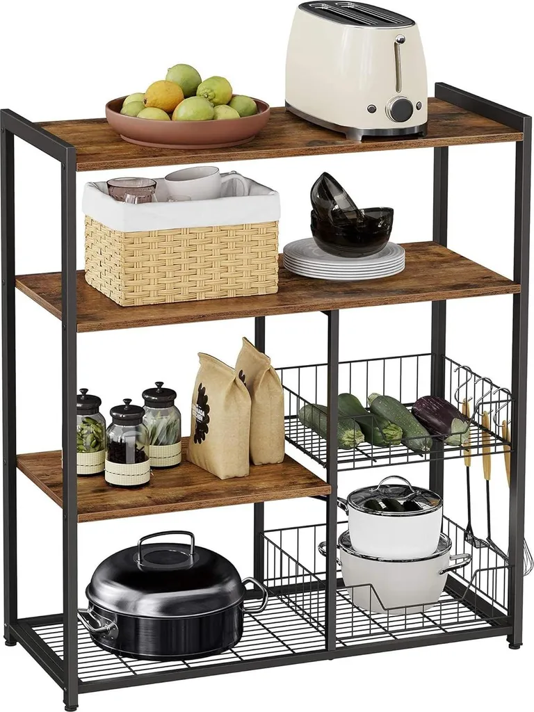 Meuble Rangement Cuisine KKS96X : Structure Métal et Finition Bois - 2