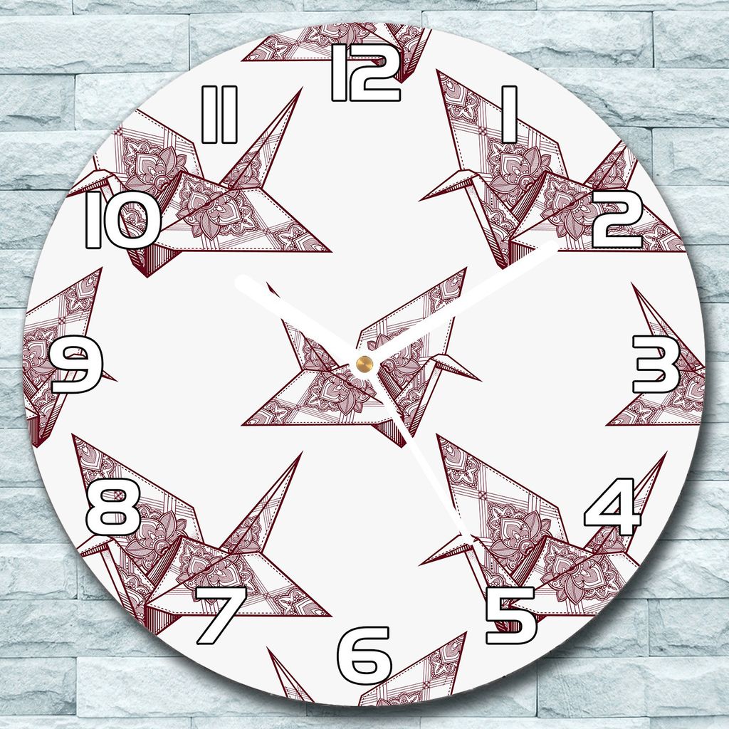 Wanduhr aus Glas Rund fi 30 Origami-Vogel Quarz Deko Schlafzimmer Büro