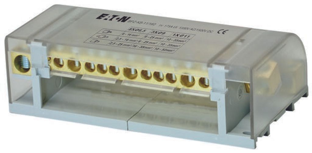 Klemmenblock, 4-polig, 160 A, 1 Eingangs-, 11 Ausgangsklemmen, ALU 102716 EATON