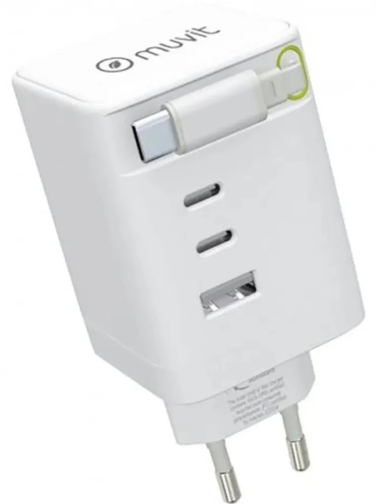 Chargeur secteur Muvit For Change Mcacc0050 USB-A USB-C Argent Compact