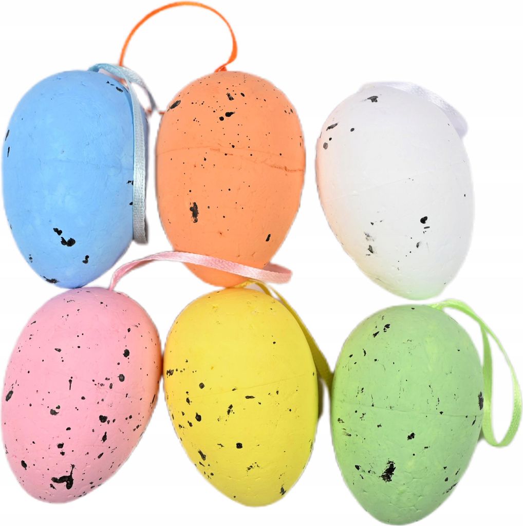 Ostereier Deko 6er Set zum Aufhängen - Bunte Styroporeier für Osterstrauch 7cm